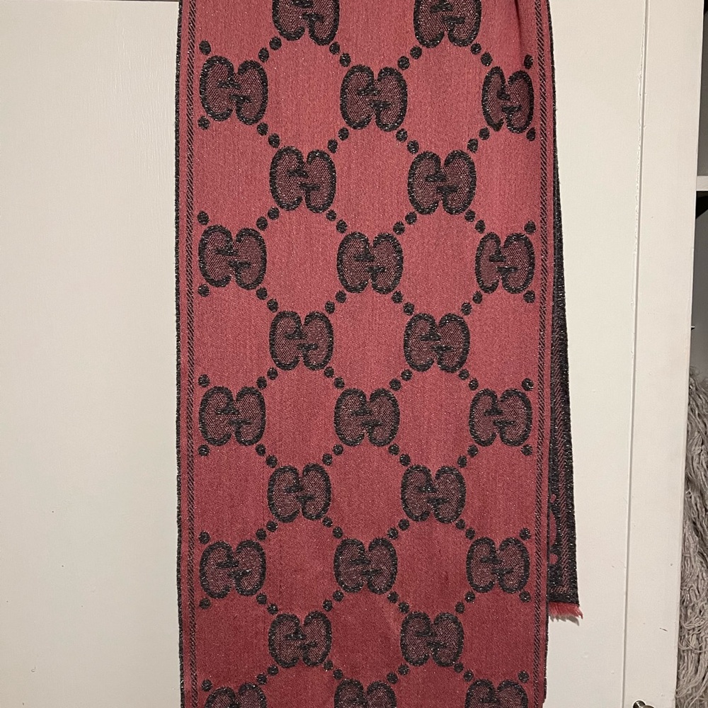 Pink and Grey Gucci Scarf GG